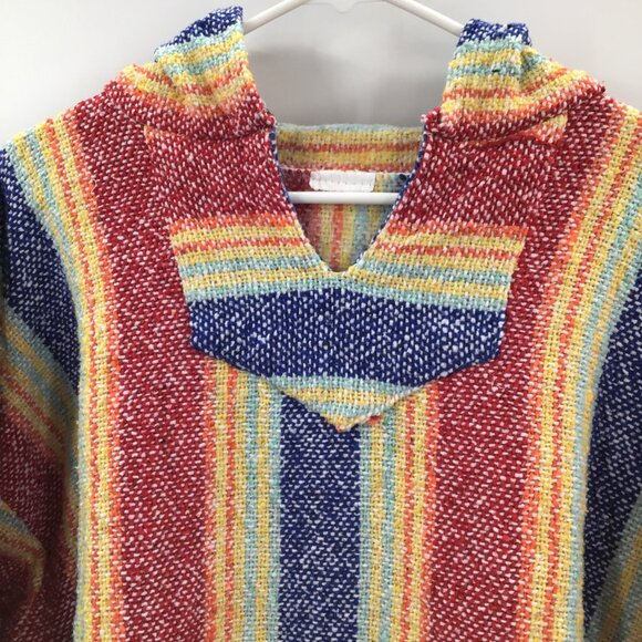 Vintage Unisex Mens Womens Baja Hoodie Stoner Pride Rainbow Striped Popover XXL - Picture 8 of 12